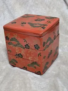 ミニ重箱　花柄装飾オレンジ　3層　12.5cm×12.5cm×3.5cm(1箱)