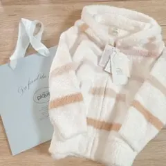 新品ジェラートピケ キッズ ボーダー パーカー ルームウェアXSモコモコパーカー