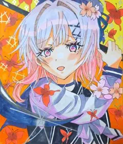 魔法少女ノ魔女裁判 まのさば 桜羽エマ 手描きファンアート 色紙