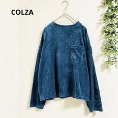 コルザ　長袖トップス　カットソー　L ベロア素材　コットン混　あったか