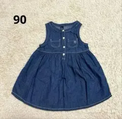 ノースリーブワンピース　ベビー服　デニム風　西松屋　90cm 女の子　薄手 春夏のサムネイル