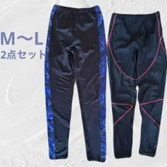 スポーツレギンス スパッツ タイツ 2点セット M〜L（着圧・小物ポケット付）