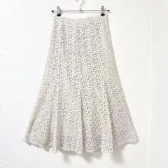 ナチュラルビューティーベーシック 花柄 フレアスカート S 春夏 レース ロング