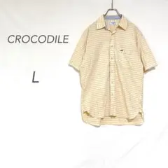 クロコダイル/半袖シャツ/オレンジ/L/ボーダー/綿100%/爽やか/夏/のサムネイル