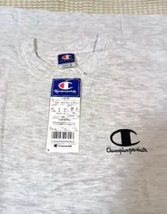 Champion CM-361 ホワイトグレー ロゴ刺繍 Tシャツ Oサイズ