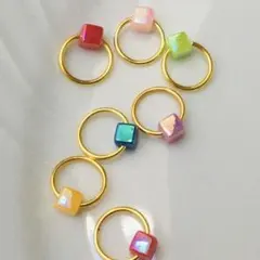 【ちびコロです】「キュービー」　ステッチマーカー　8　編み物マーカー　靴下編み