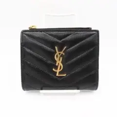 美品　サンローランパリ　YSL Vステッチ　折り財布　ブラック