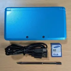 極美品　Nintendo 3DS 青 ライト ブルー 本体 付属品　373