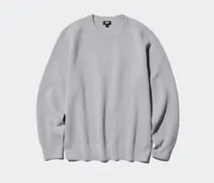 【美品】ユニクロ　ウォッシャブルミラノリブ　クルーネックセーター　グレー　M