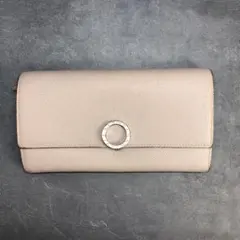 ブルガリ ロゴクリップ 長財布 2つ折り財布 ピンク レザー 30415