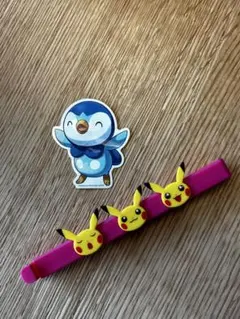 ポケパーク カントー ステッカー ポッチャマ　夏限定　ピカチュウクリップ付き