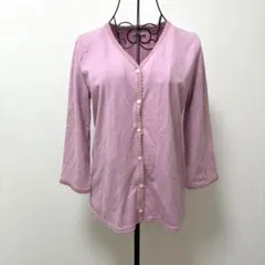 TO and FROピンク Vネック カーディガン 長袖