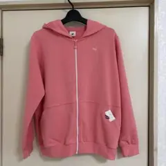 ルコックスポルティフ　ピンク フード付きジップアップパーカー