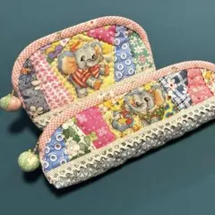 パッチワーク　ポーチ　セット メリーボンボン　カード　ペン　緑