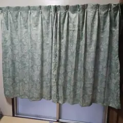 葉柄 緑色カーテン 140cm幅 x 140cm丈