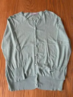 （612）ZARA ザラ　シルクコットン長袖カーディガン　サイズL 緑青