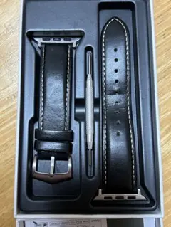 Fullmosa Apple Watch用 本革バンド 38-44mm 黒