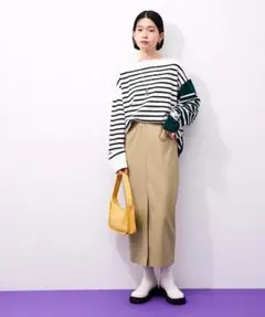 ADAM ET ROPE' アダムエロペ フェイクレザータイトスカート ベージュ