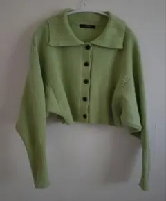 Wクローゼット　ニットカーディガン　グリーン　Fサイズ