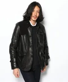 ■美品■定9万■ Blue Work ラムレザーHUNTINGジャケット■S■