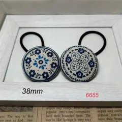 355✾︎ ハンドメイド ヘアゴム2個セット 22㎜くるみボタン - メルカリ