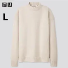 美品 UNIQLO メンズ L 薄ベージュ モックネックセーター　ニット
