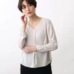 Reflect【洗える】Vネックシフォンブラウス Mサイズ ホワイト 美品 