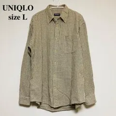 OLD UNIQLO 紺タグ ボタンダウン シャツ チェック柄 メンズ L