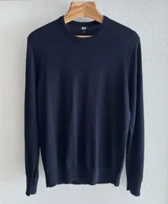 UNIQLO エクストラファインメリノクルーネックセーター ネイビー M