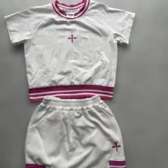 キッズ スポーツウェア 白とピンク