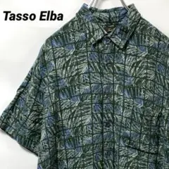 T-607 Tasso Elba 総柄シルクレーヨン半袖シャツ XL USA古着のサムネイル
