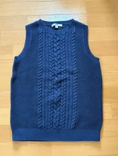 UNIQLO ネイビー ケーブル編み ニットベスト Lサイズ