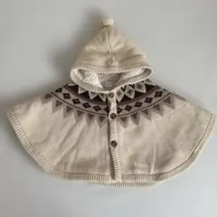 tete a teteテータテート幾何学模様フード付きベビーポンチョ