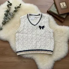 ZARA Baby ザラベビー リボン付 ケーブルニットベスト 98cm
