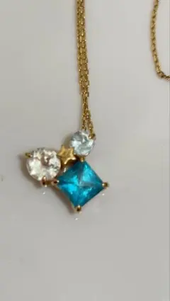 ★★STAR JEWELRY★k10✨ターコイズブルー✨クリスタルネックレス★★のサムネイル