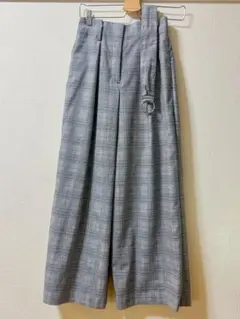 PLST チェック柄 ハイウエストワイドパンツ XS