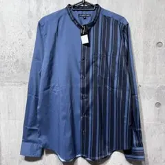 ギャルソンウェーブ アシンメトリー ストライプ 長袖 シャツ バンドカラー 新品