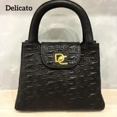 極美品✨ Delicato ハンドバッグ 黒 レザー ターンロック ゴールド金具