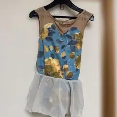 極美品 スティナ キッズS ツイード柄レオタード stina / type Y neck ribbon / fancy pink / girl