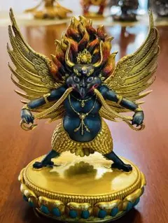 新品 一点物 神聖な鳥の神様 ガルーダ 銅像 天狗 迦楼羅 銅 鍍金 263g ネパール製 神聖な鳥の神様 ガルーダ像 銅像 天狗 八部衆の迦楼羅 かる