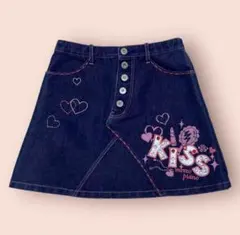 メゾピアノ デニム スカート ベリエちゃん 紺色 美品 S 140 刺繍