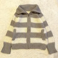 ニット　セーター　レディース　アウター　フルジップジャケット　コート　ブルゾン