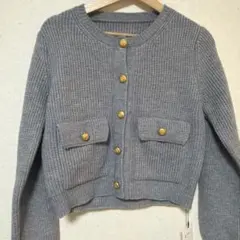 グレー クロップドニットセットアップ