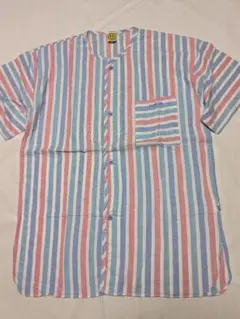 80s〜 HANGTEN ハンテン ノーカラー 半袖 ストライプシャツのサムネイル