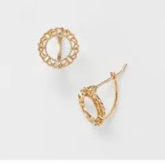 アガット　透かしピアス　フープピアス　k10