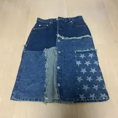 ヒステリックグラマー パッチワーク デニムロングスカート 星柄