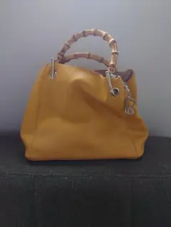 バンブーハンドル ハンドバッグ イエロー