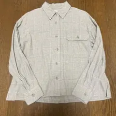 UNIQLO チェック柄 長袖シャツ ベージュ S