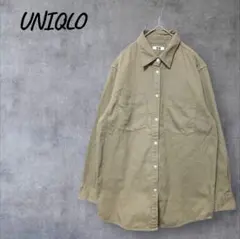 ユニクロ オーバーサイズシャツ コットン シンプルデザイン 胸ポケット ボタン