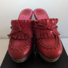 Anna Sui TEQUILA FIESTA 赤 フリンジ ミュール 35のサムネイル